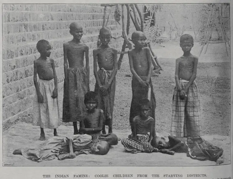 Image: The Indian famine: Coolie children from the starving districts