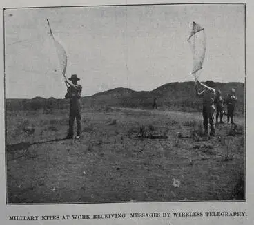 Image: Military kites at work receiving messages by wireless telegraphy