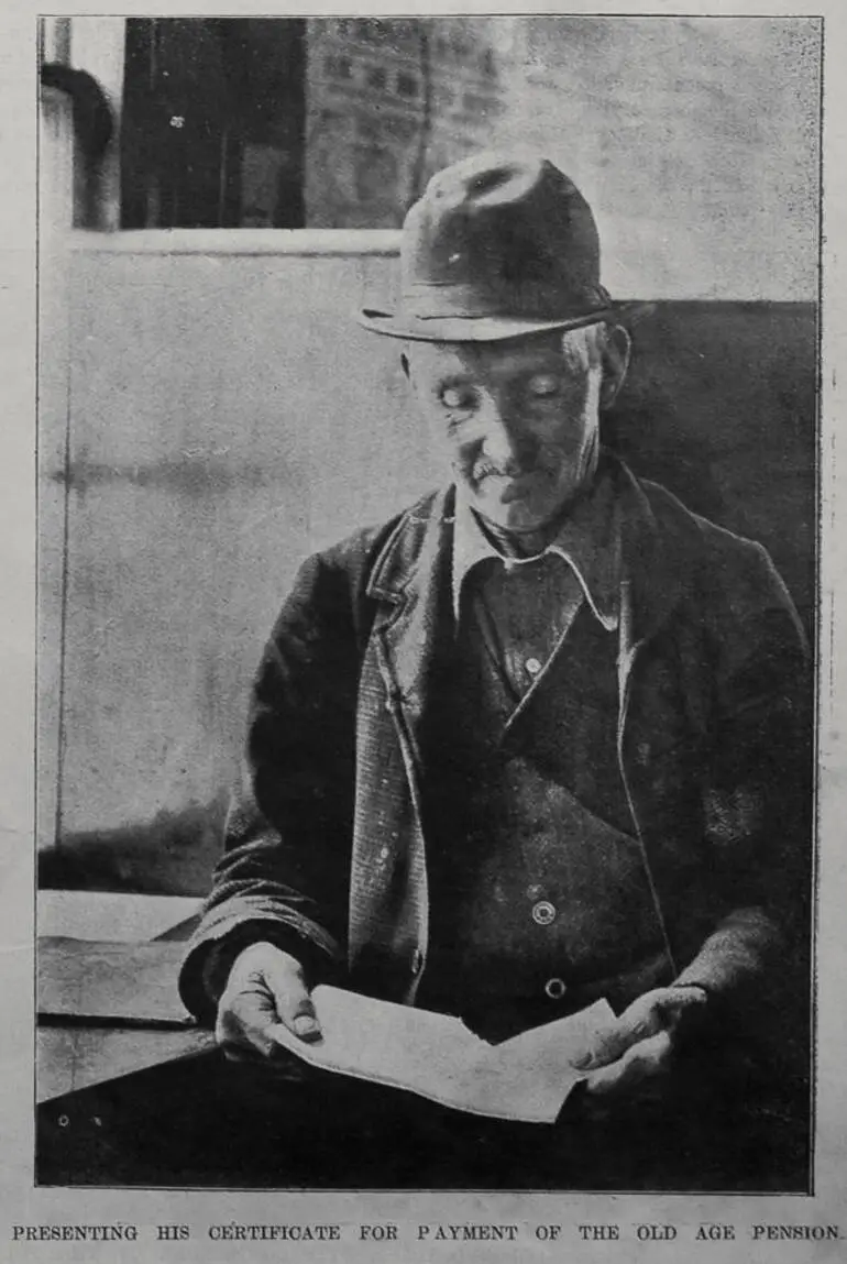 Image: Presenting his certificate for payment of the Old Age Pension