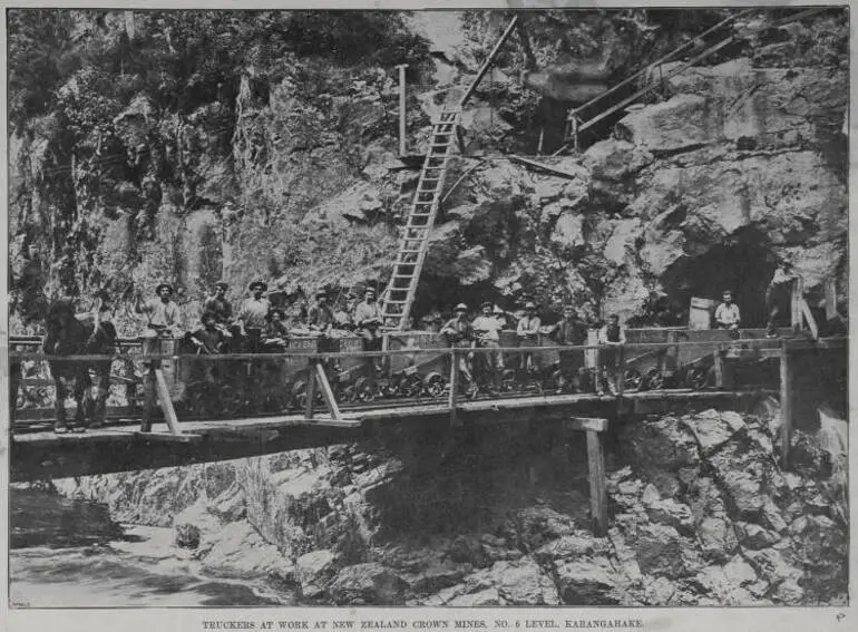 Image: Truckers at Work at New Zealand Crown Mines No.6 Level, Karangahake