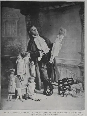 Image: Mr. W. S. Percy as the dollmaker Hilarius in the comic opera 'La Poupee'