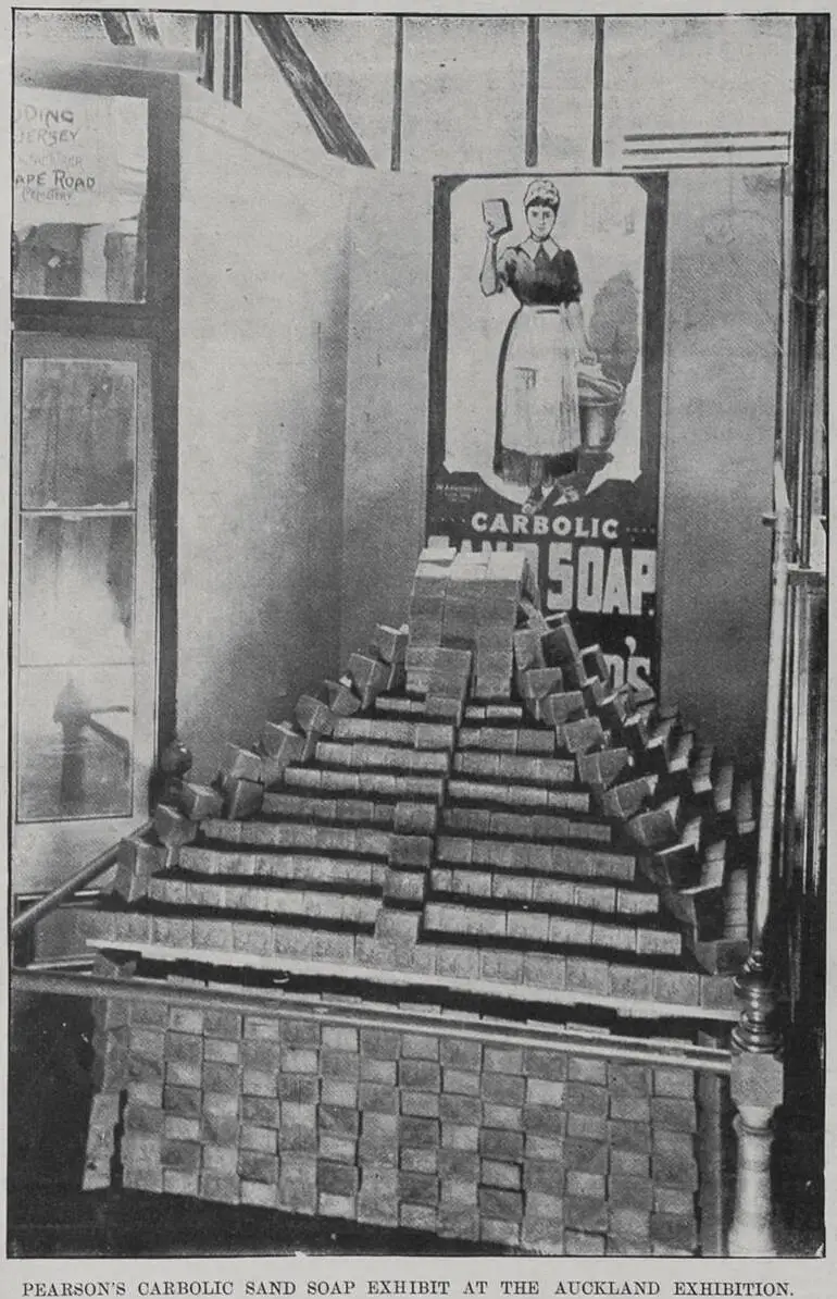 Image: Pearson's Carbolic Sand Soap exhibit at the Auckland Exhibition