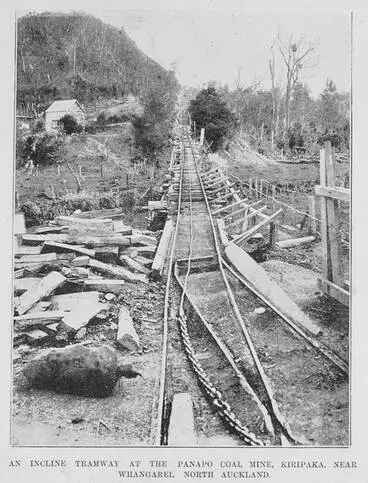 Image: An incline tramway at the Panapo coal mine, Kiripaka near Whangarei