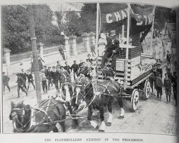 The flour millers float in the Labour Day procession in Auckland, 8 October 1902 Image: The flour millers float in the Labour Day procession in Auckland, 8 October 1902