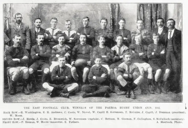 Image: The East Football Club winners of the Paeroa Rugby Union cup, 1902