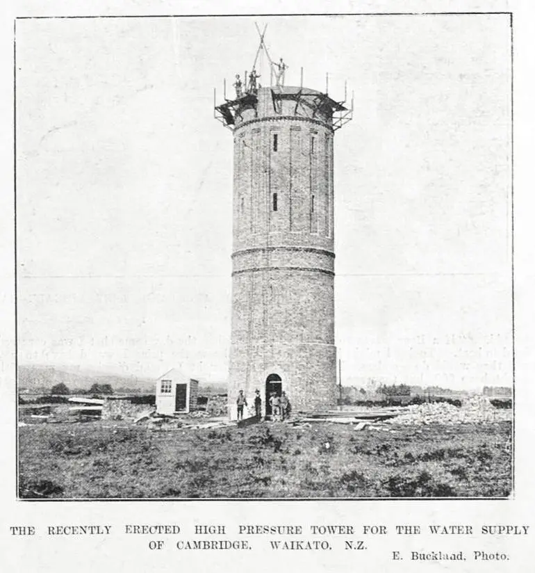 Image: The recently erected high pressure tower for the water supply for Cambridge