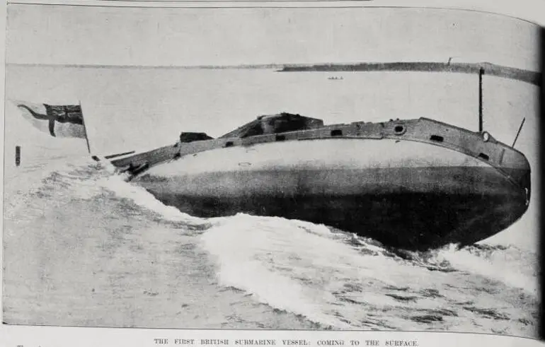 Image: The first British submarine vessel coming to the surface