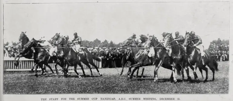 Image: The start of the summer cup handicap, at the Auckland Racing Club's summer meeting, December 28