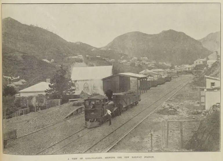Image: A VIEW OF KARANGAHAKE, SHOWING THE NEW RAILWAY STATION