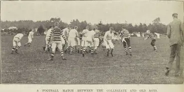 A football match between the collegiate and old boys Image: A football match between the collegiate and old boys