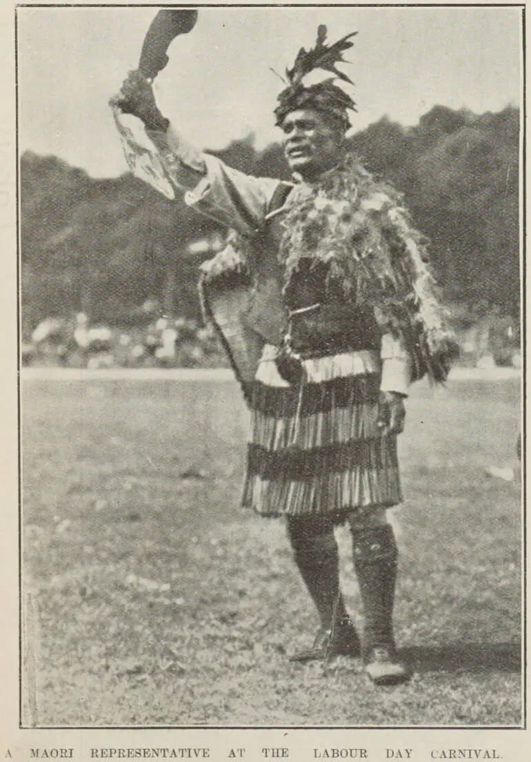 Image: A Māori representative at the Labour Day carnival