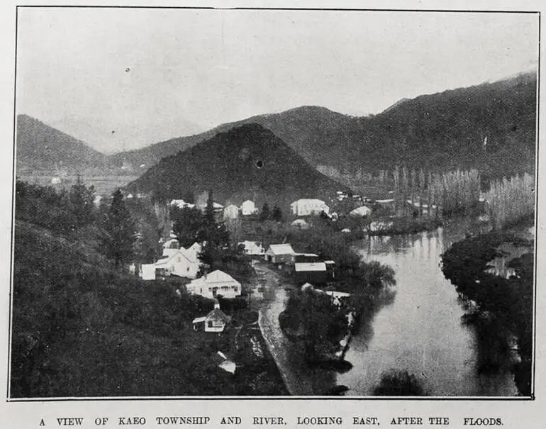 Image: A view of Kaeo township and river, looking east, after the floods