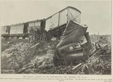 The railway accident on the Stratford-Toko line, Taranaki, May 14, 1903 Image: The railway accident on the Stratford-Toko line, Taranaki, May 14, 1903