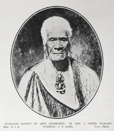 AUCKLAND SOCIETY OF ARTS' EXHIBITION: TE AHO, A NOTED WAIKATO WARRIOR.-C. F. Goldie Image: AUCKLAND SOCIETY OF ARTS' EXHIBITION: TE AHO, A NOTED WAIKATO WARRIOR.-C. F. Goldie