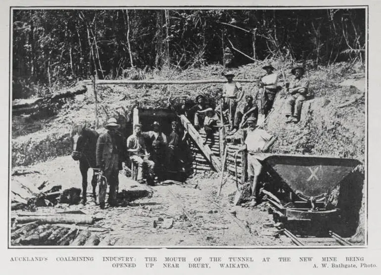 Image: AUCKLANDS COALMINING INDUSTRY: THE MOUTH OF THE TUNNEL AT THE NEW MINE BEING OPENED UP NEAR DRURY. WAIKATO