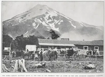 Image: THE NORTH EGMONT MOUNTAIN HOUSE AT THETIME OF THE PREMIER'S VISIT AS GUEST OF THE NEW PLYMOUTH EXHIBITION COMMITTEE