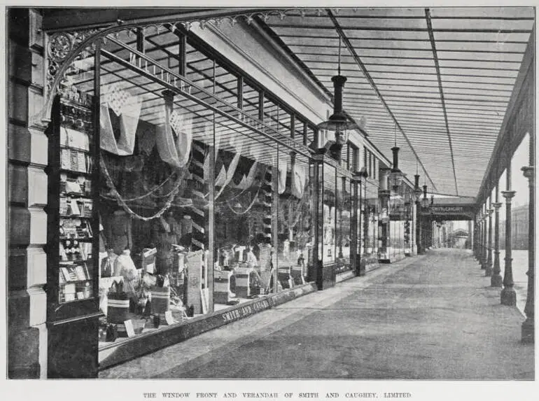 Image: THE WINDOW FRONT AND VERANDAH OF SMITH AND CAUGHEY, LIMITED