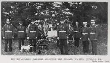 THE NEWLY-FORMED CAMBRIDGE VOLUNTEER FIRE BRIGADE, WAIKATO, AUCKLAND, N.Z. Image: THE NEWLY-FORMED CAMBRIDGE VOLUNTEER FIRE BRIGADE, WAIKATO, AUCKLAND, N.Z.