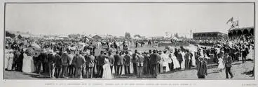 Image: WAIRARAPA A. AND P. ASSOCIATION'S SHOW AT CARTERTON: GENERAL VIEW OF THE SHOW GROUNDS, SHOWING THE PARADE OF STOCK, OCTOBER 29, 1908