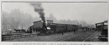 Image: PROGRESS OF THE NORTH ISLAND MAIN TRUNK RAILWAY: A TRAIN AT RAURIMU STATION, IN THE VICINITY OF THE GREAT SPIRAL