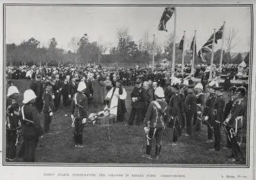 Image: BISHOP JULIUS CONSECRATING THE COLOURS IN HAGLEY PARK, CHRISTCHURCH