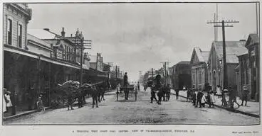 Image: A THRIVING WEST COAST COAL CENTRE: VIEW OF PALMERSTON-STREET, WESTPORT, N.Z.