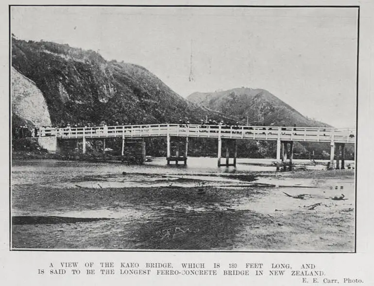 Image: A VIEW OF THE KAEO BRIDGE, WHICH IS 180 FEET LONG, AND IS SAID TO BE THE LONGEST FERRO-CONCRETE BRIDGE IN NEW ZEALAND