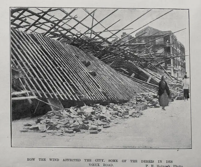 Image: HOW THE WIND AFFECTED THE CITY, SOME OF THE DEBRIS IN DES VCEUX ROAD