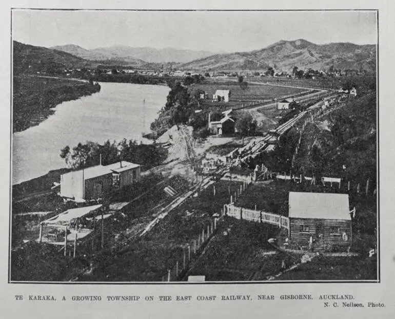 Image: TE KARAKA, A GROWING TOWNSHIP ON THE EAST COAST RAILWAY, NEAR GISBORNE, AUCKLAND