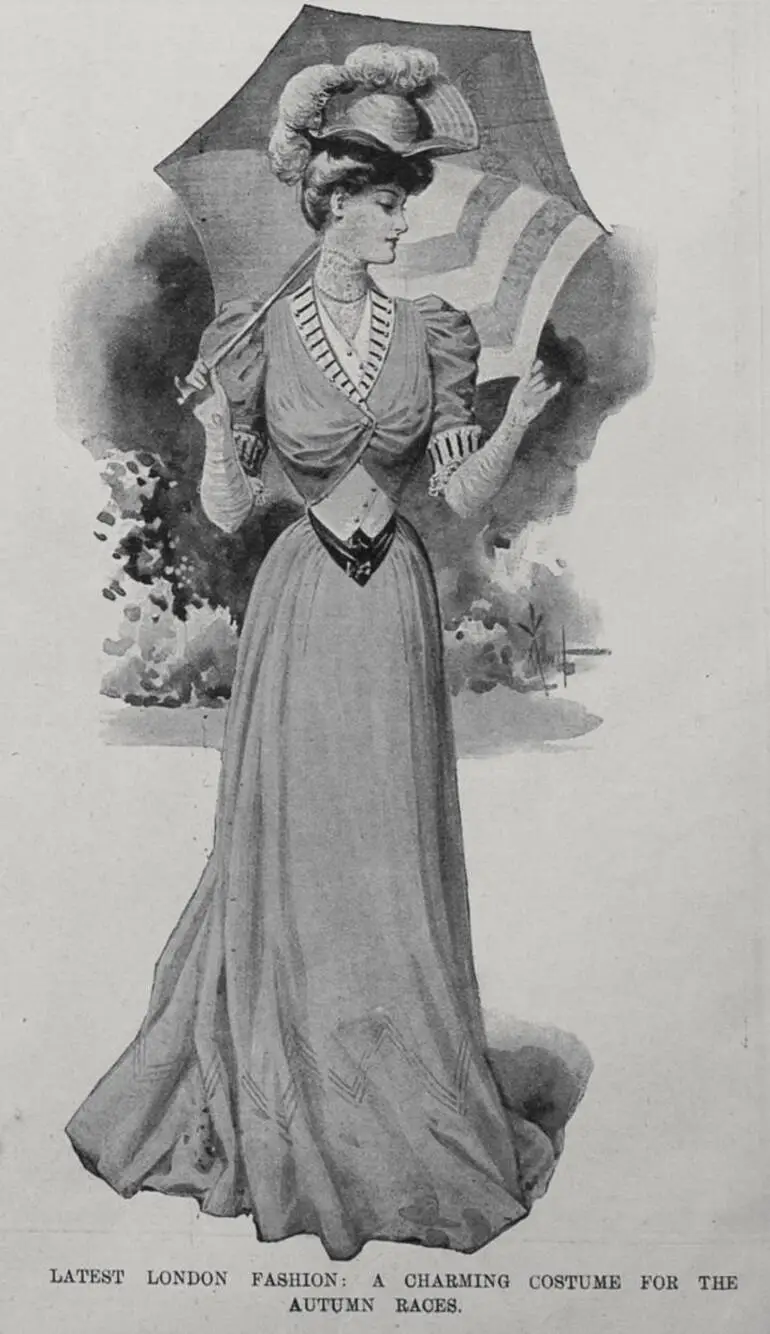 Image: LATEST LONDON FASHION: A CHARMING COSTUME FOR THE AUTUMN RACES