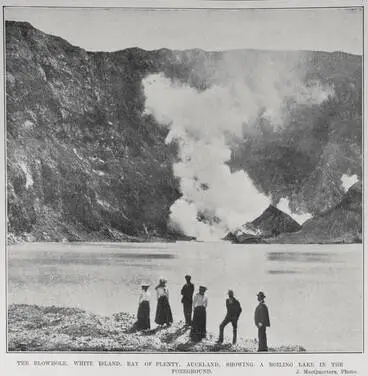 Image: THE BLOWHOLE, WHITE ISLAND, BAY OF PLENTY, AUCKLAND, SHOWING A BOLING LAKE IN THE FOREGROUND