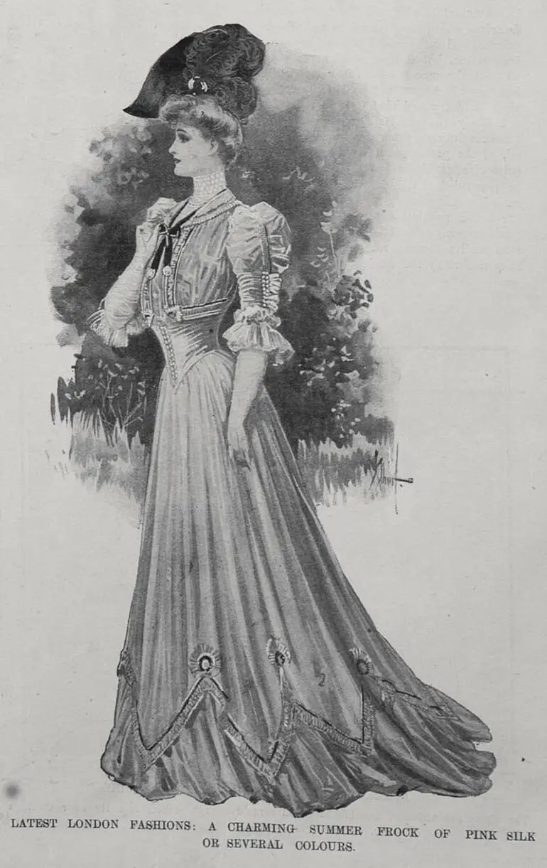 Image: LATEST LONDON FASHIONS: A CHARMING SUMMER FROCK OF PINK SILK OR SEVERAL COLOURS