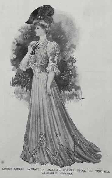 LATEST LONDON FASHIONS: A CHARMING SUMMER FROCK OF PINK SILK OR SEVERAL COLOURS Image: LATEST LONDON FASHIONS: A CHARMING SUMMER FROCK OF PINK SILK OR SEVERAL COLOURS