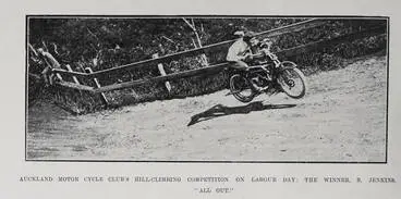 Image: Auckland Motor Cycle Club's Hill-Climbing Competition On Labour Day