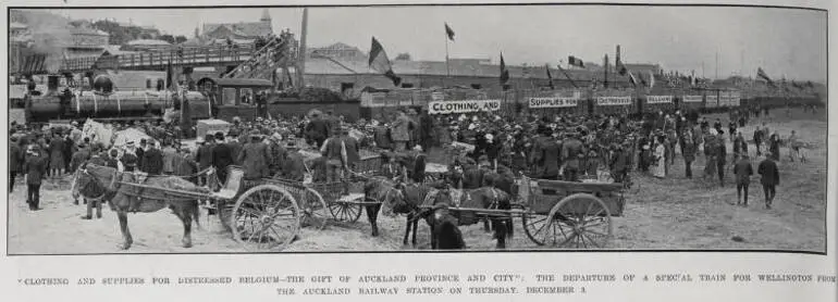 Image: 'Clothing and supplies for distressed Belgium - the gift of Auckland Province and city'