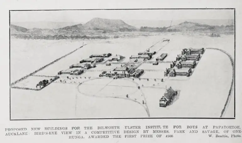 Image: The proposed new buildings for the Dilworth Ulster Institute for boys at Papatoetoe, Auckland
