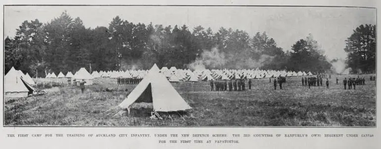 Image: The First Camp For The Training Of Auckland City Infantry. Under The New Defence Scheme