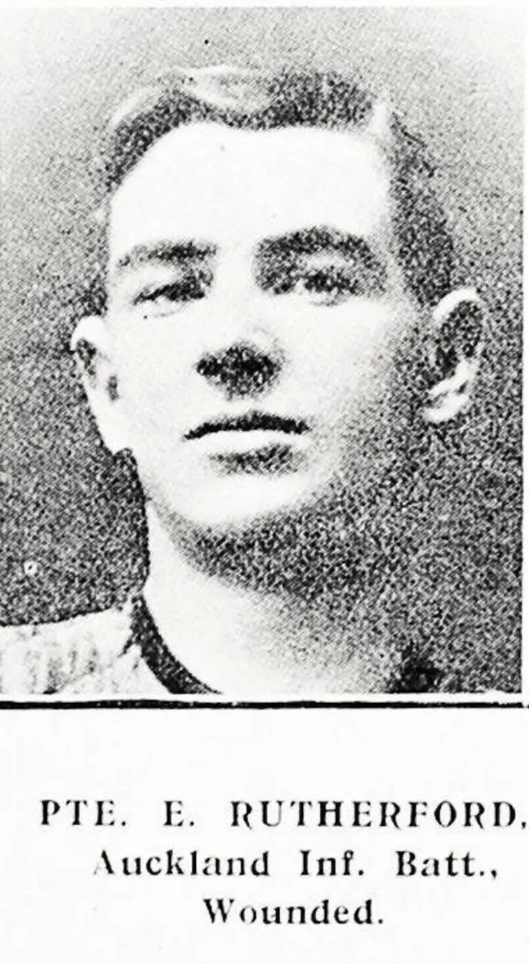 Image: Private E. Rutherford, Auckland Infantry Battalion, wounded