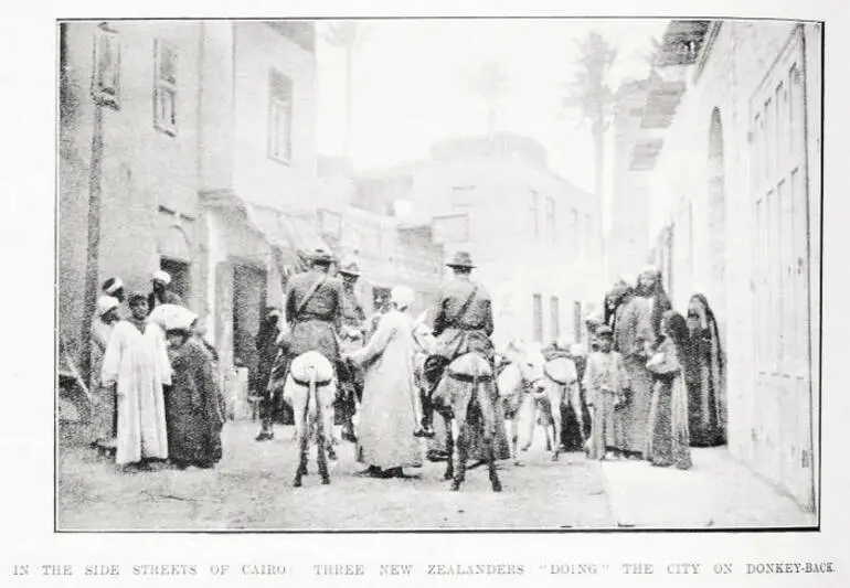 Image: In the side streets of Cairo: three New Zealanders 'doing' the city on donkey-back