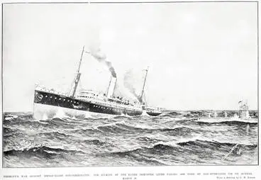 Germany's war against defenceless non-combatants: the sinking of the Elder Dempster liner Falaba (4806 tons) by the submarine U36 on Sunday, March 28 Image: Germany's war against defenceless non-combatants: the sinking of the Elder Dempster liner Falaba (4806 tons) by the submarine U36 on Sunday, March 28