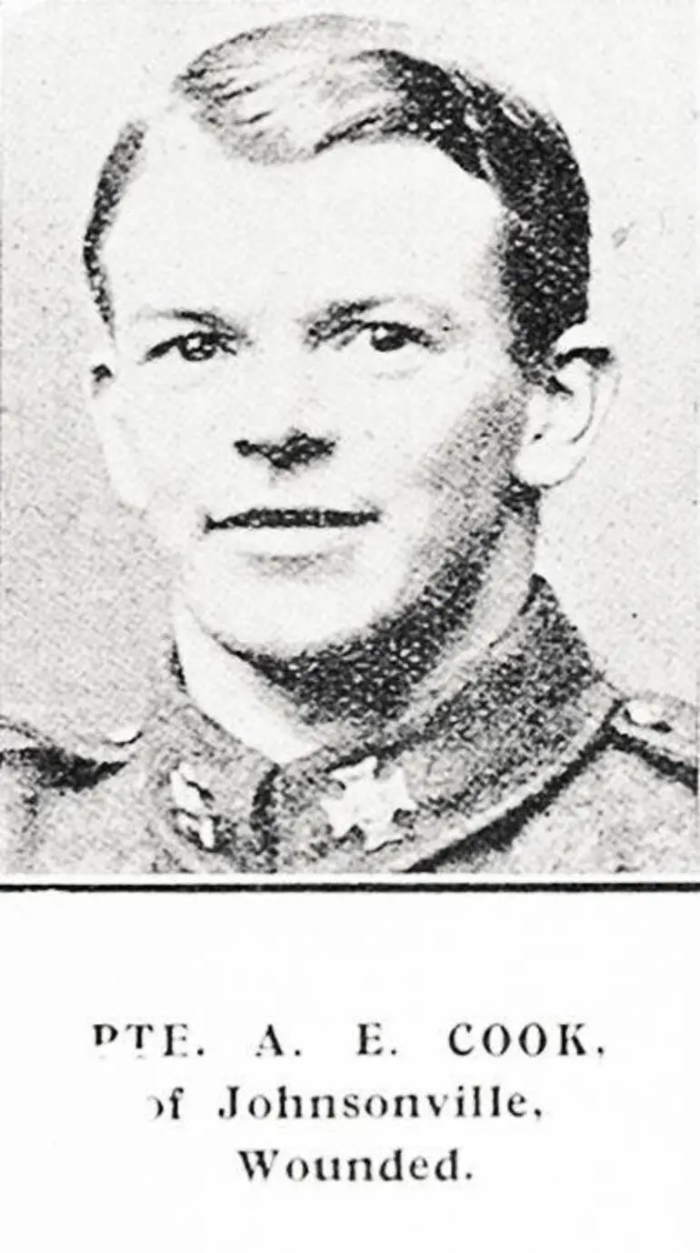 Image: Pte A E Cook of Johnsonville, wounded