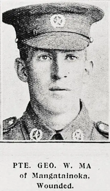 Pte Geo W Ma(y) of Mangatainoka, wounded Image: Pte Geo W Ma(y) of Mangatainoka, wounded