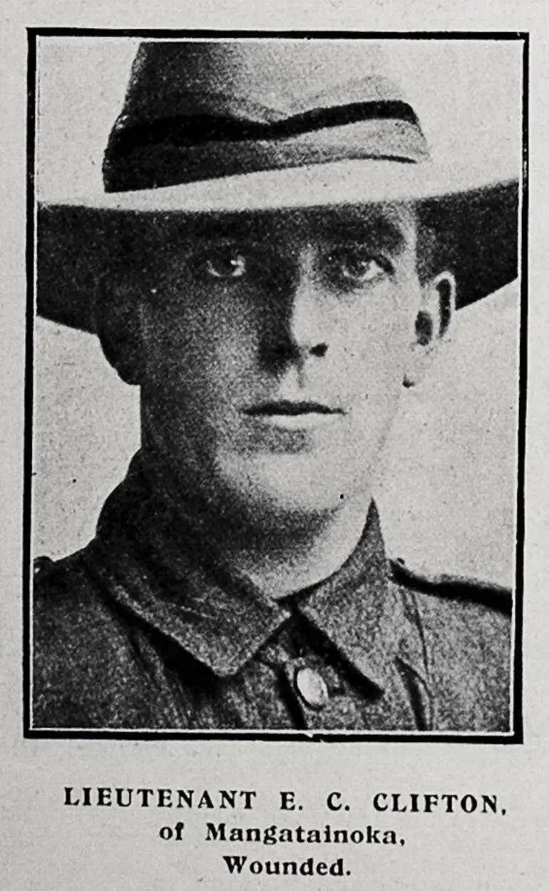 Image: Lieutenant E C Clifton of Mangatainoka, wounded