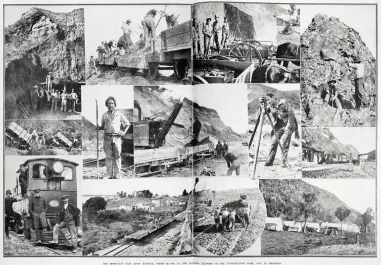 Image: The important east coast railway, North Island of New Zealand: glimpses of the construction work now in progress