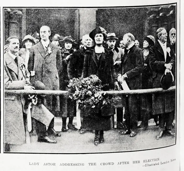 Image: Lady Astor addressing the crowd after her election