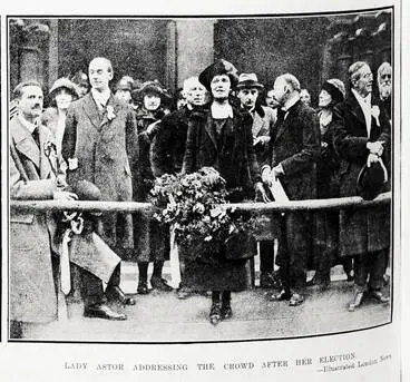 Lady Astor addressing the crowd after her election Image: Lady Astor addressing the crowd after her election