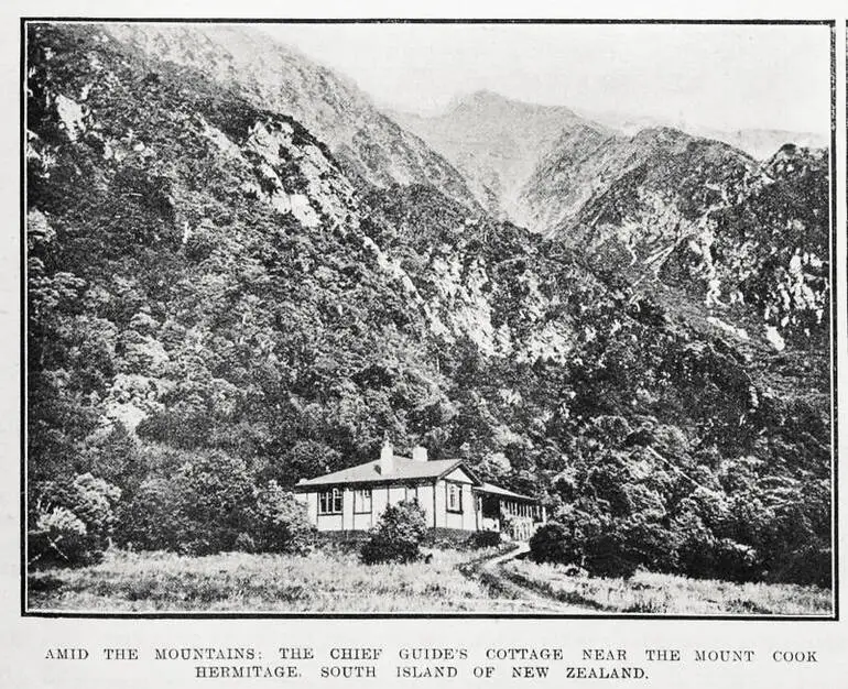 Image: Amid the mountains: the Chief Guide's cottage near the Mount Cook Hermitage, South Island of New Zealand