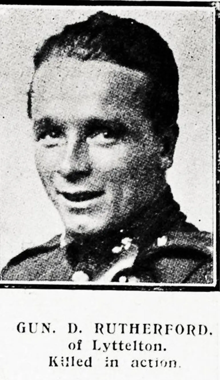 Image: Gun. D. Rutherford, of Lyttelton, killed in action