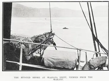 Image: The rugged shore at Waipapa point, viewed from the Wakatu