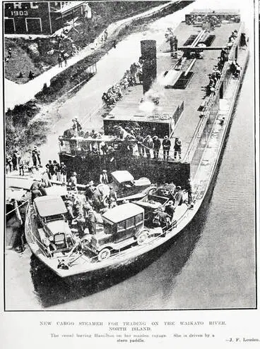 Image: New Cargo Steamer For Trading on the Waikato River, North Island